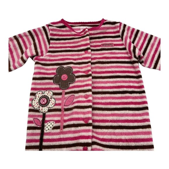 Carter's Baby Girl One Piece Pajamas 9M Striped Floral Snap Closure Long Sleeves - Picture 7 of 12